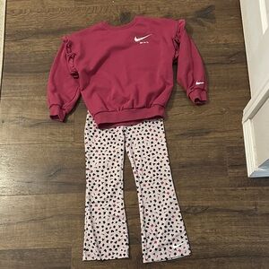 Nike Maroon Sweatshirt and Heart Pattern Pants